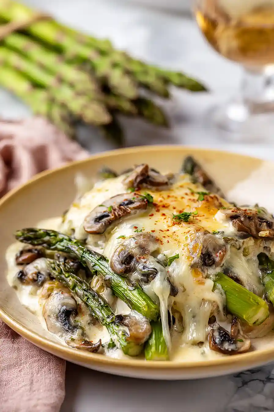 asparagus and mushroom gratin