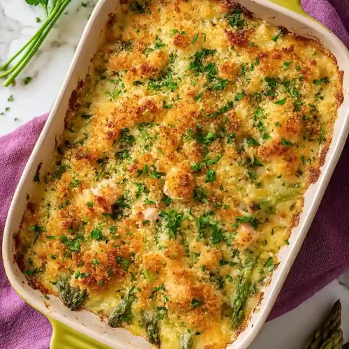 salmon and asparagus gratin