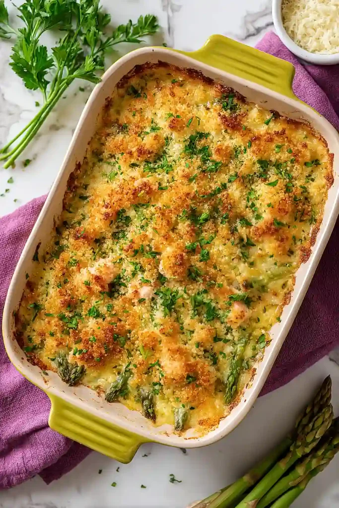 salmon and asparagus gratin