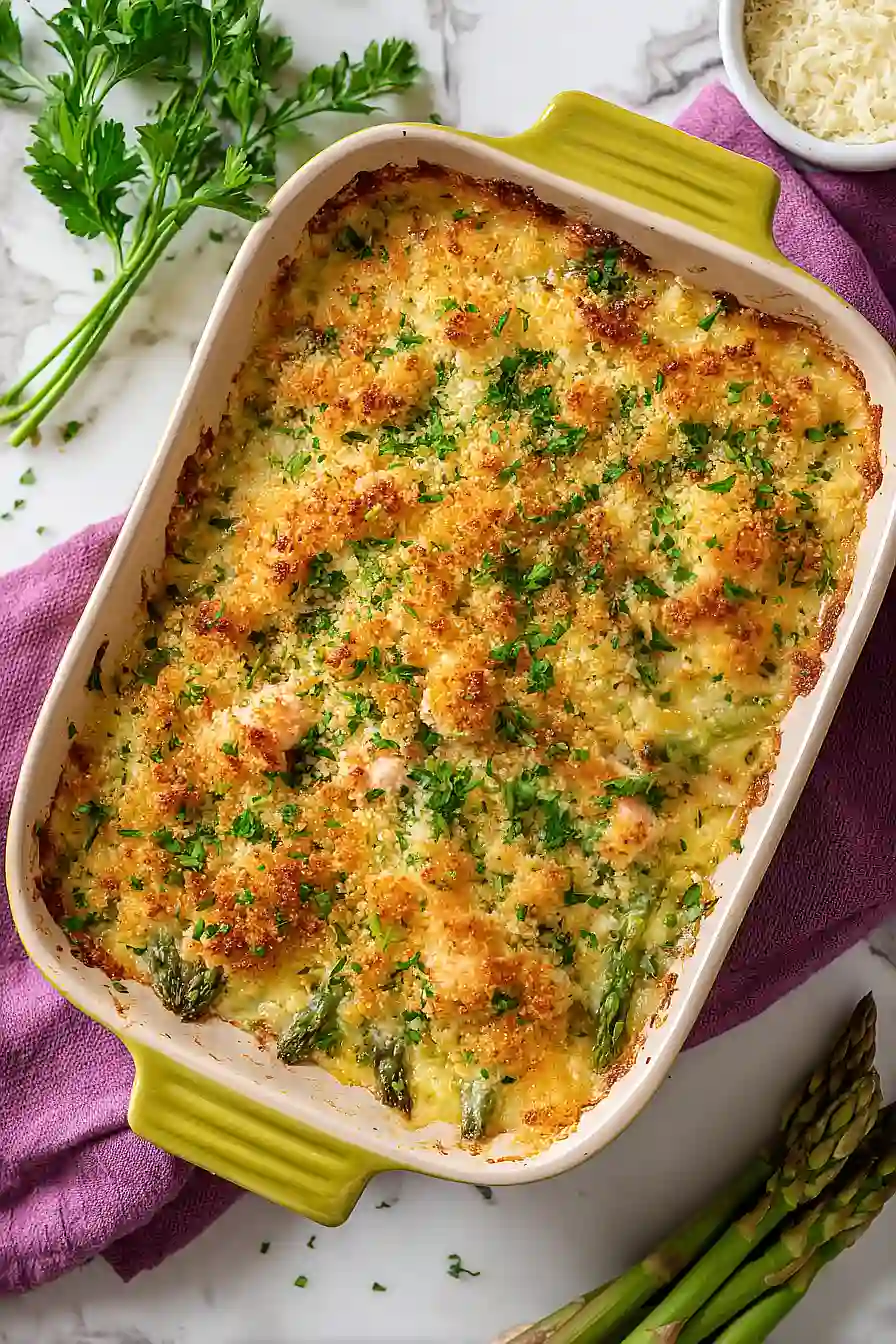 salmon and asparagus gratin