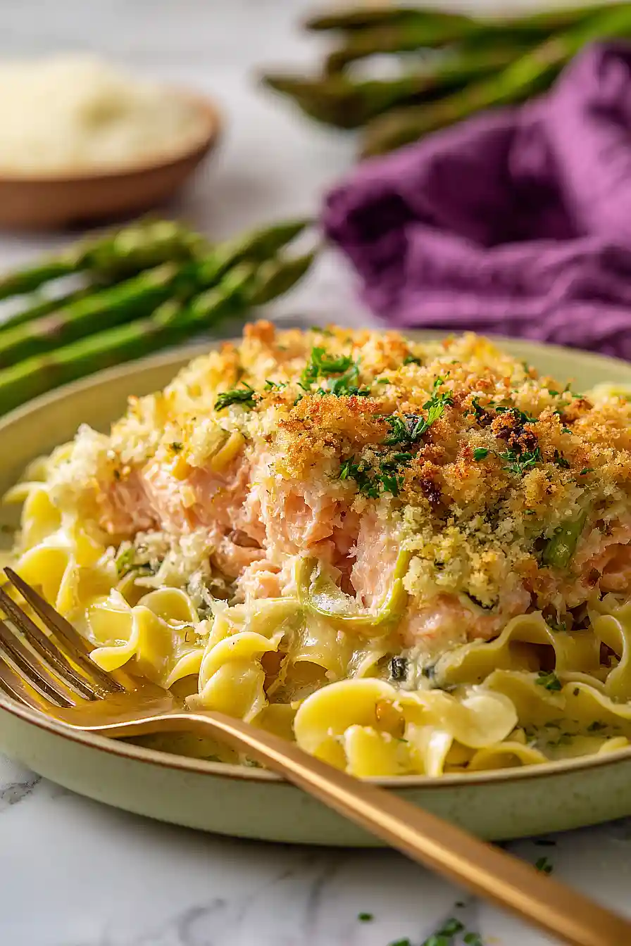 salmon and asparagus gratin