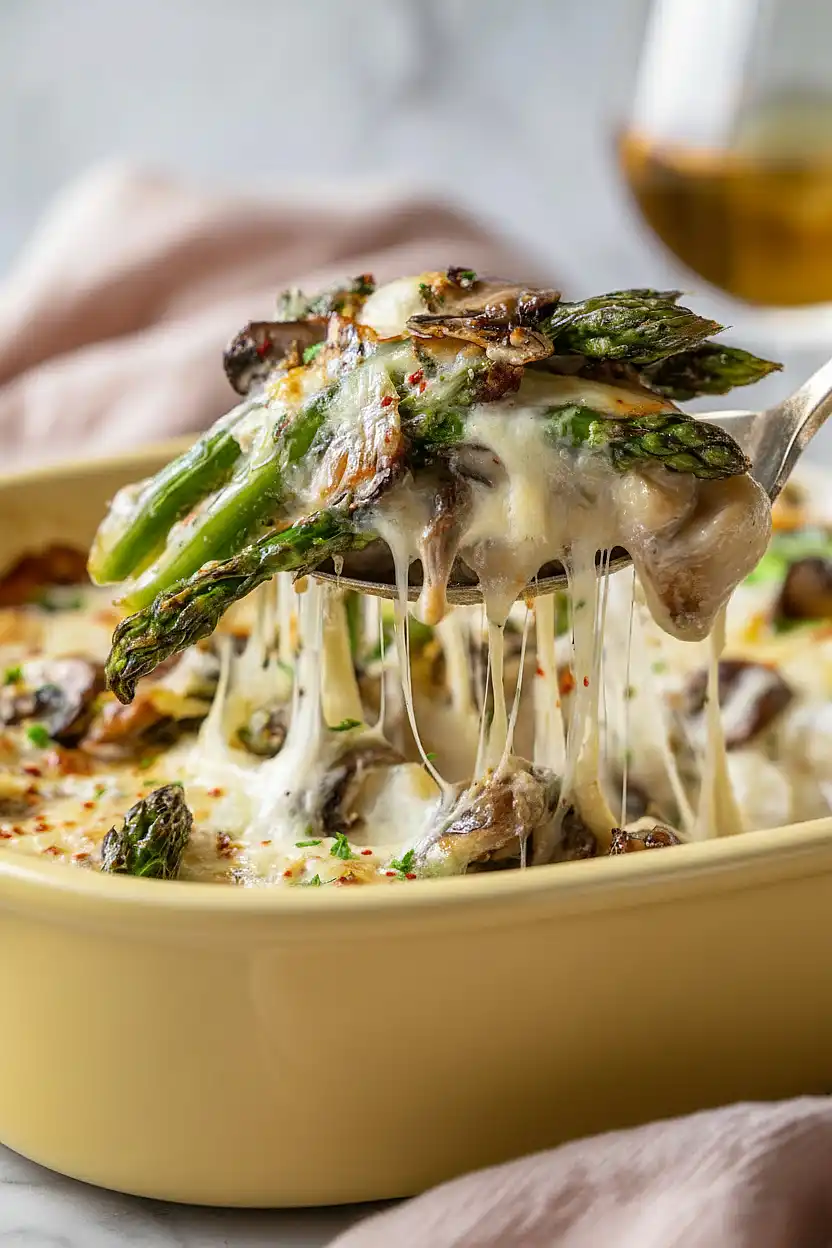 asparagus and mushroom gratin