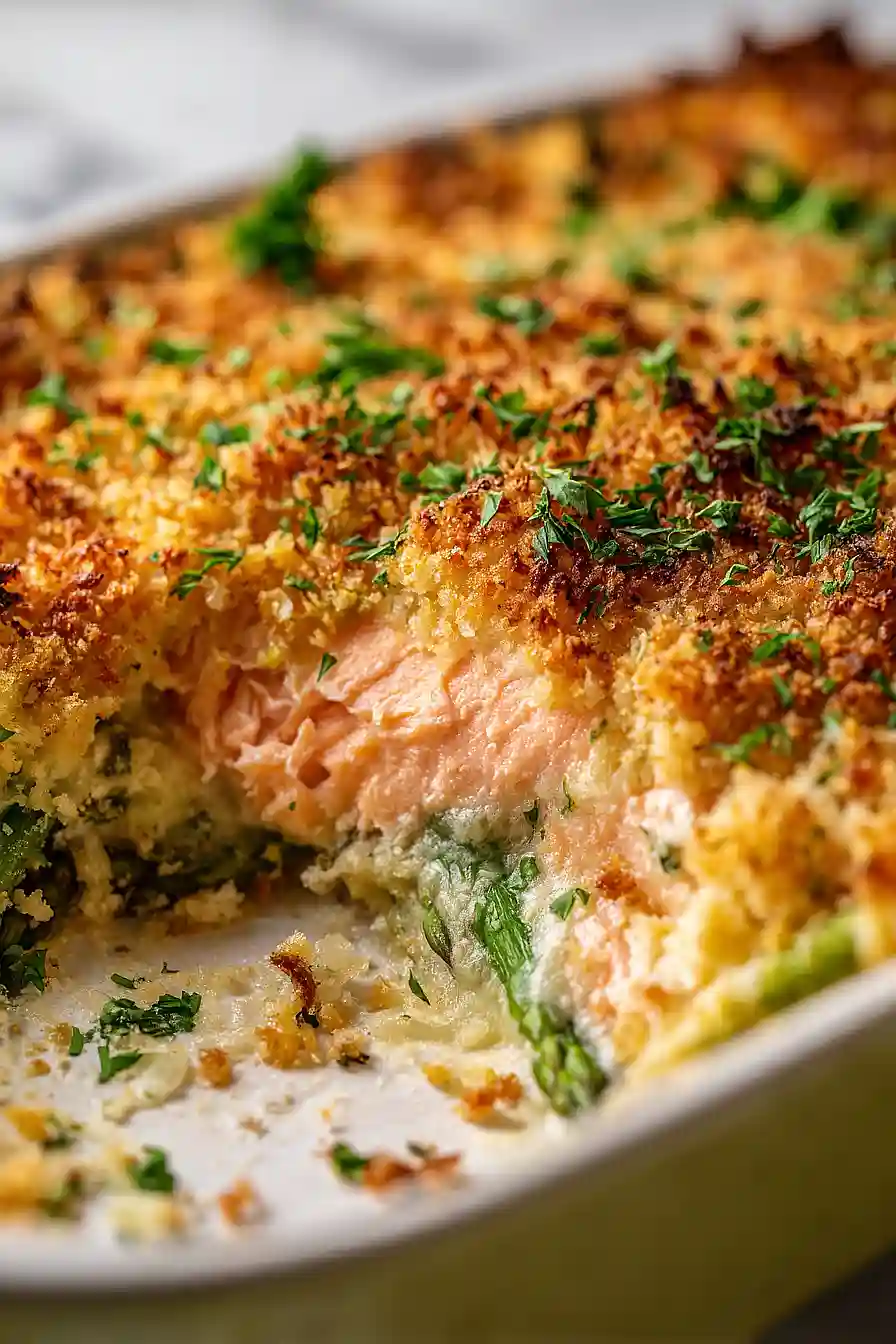 salmon and asparagus gratin