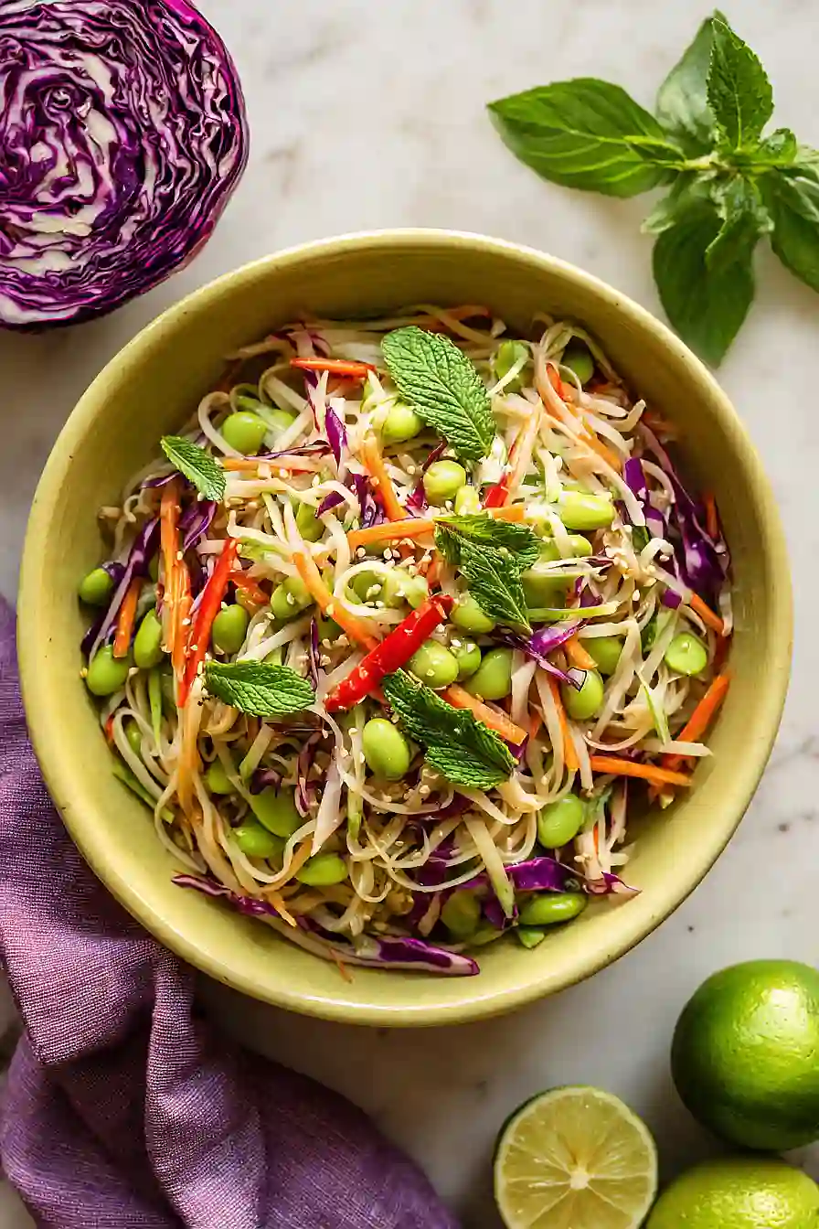 asian noodle salad with edamame