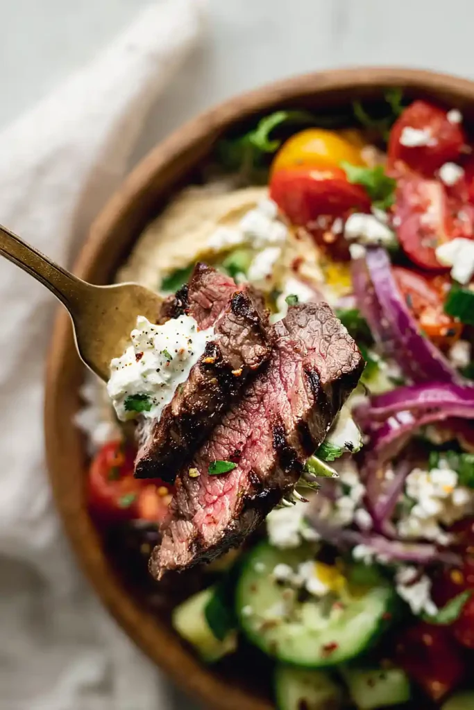 grilled mediterranean steak bowl