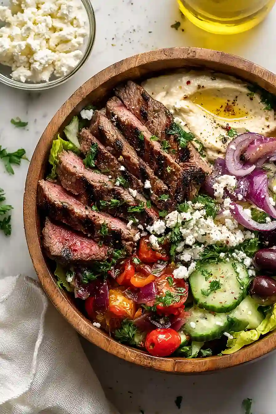 grilled mediterranean steak bowl