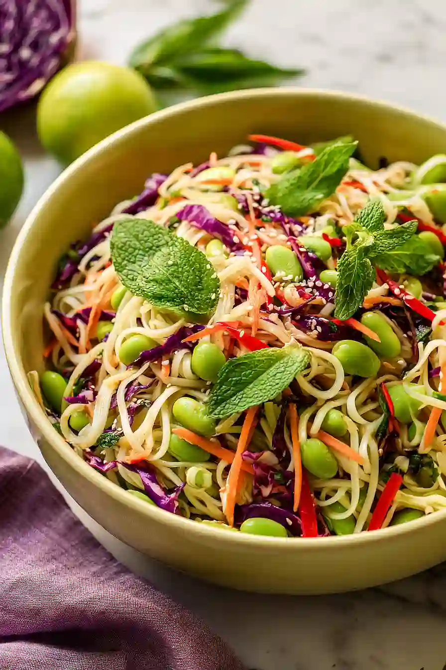 asian noodle salad with edamame
