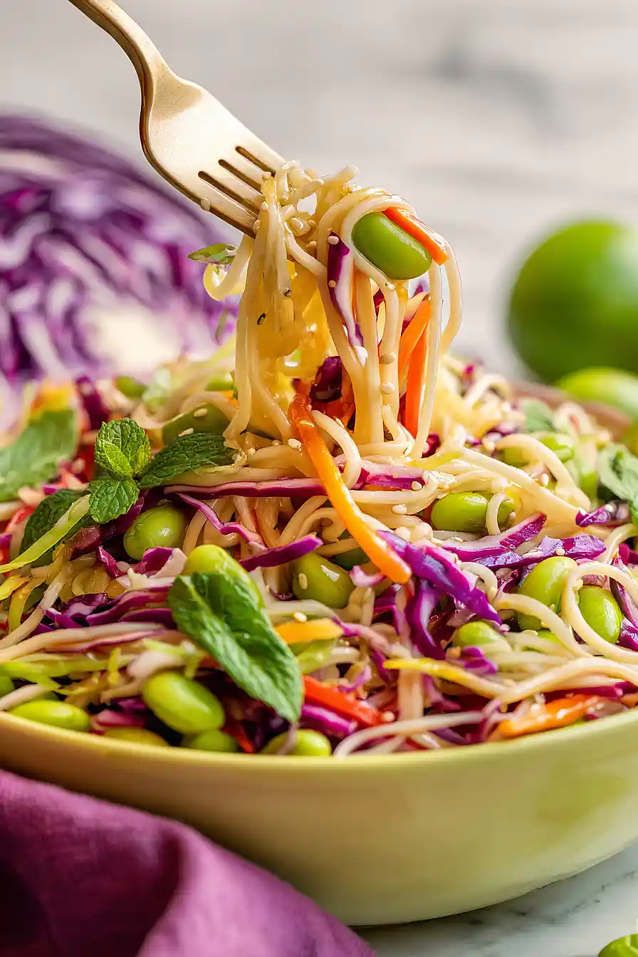 asian noodle salad with edamame