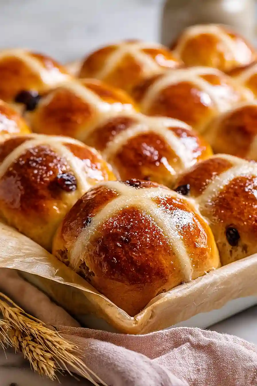 no knead hot cross buns