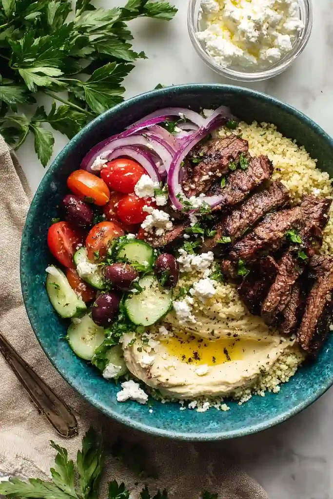 mediterranean steak bowls