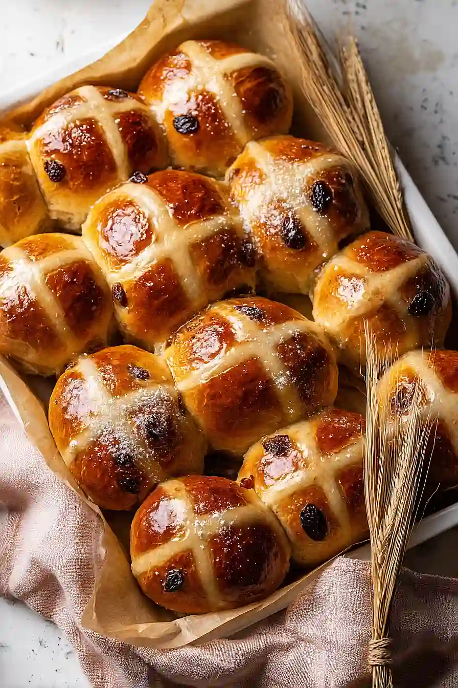 no knead hot cross buns