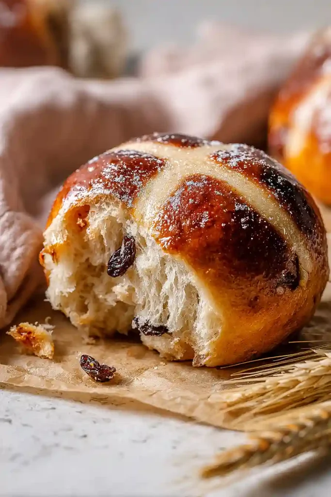 no knead hot cross buns