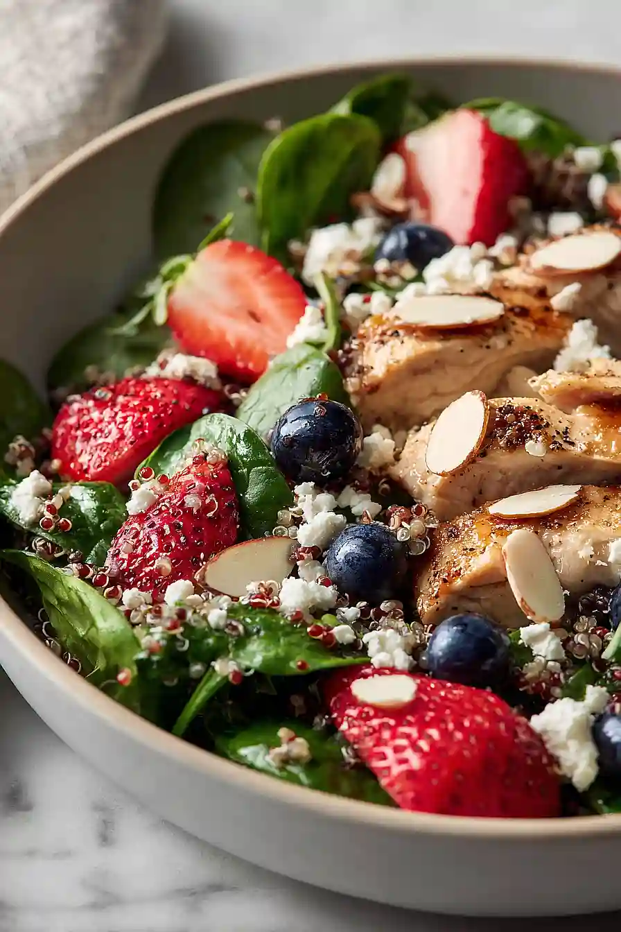 spinach salad with chicken and quinoa