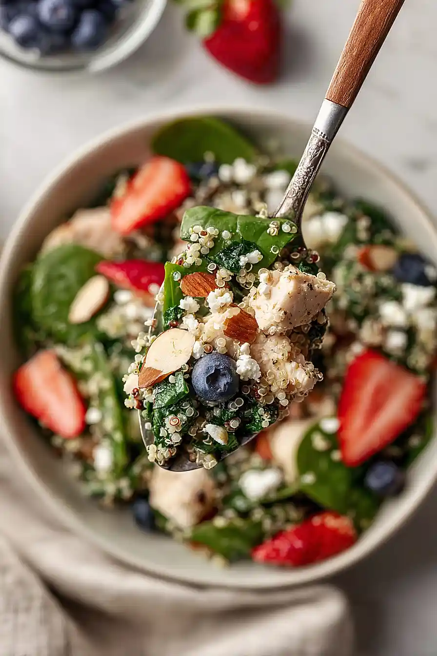 spinach salad with chicken and quinoa